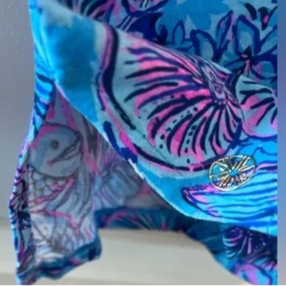 Lilly Pulitzer LARGE Meredith Tee Breakwater Blue Shells N Bells Top - Picture 4 of 6